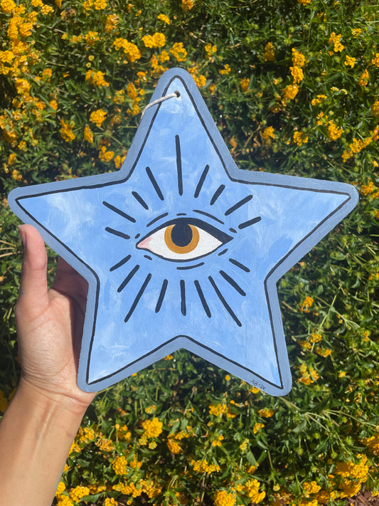 'Watchful Eye' Wood Canvas Painting